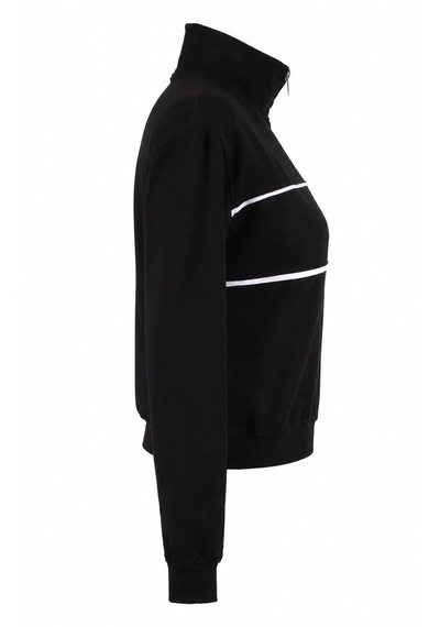 Trender Biye Yarım Fermuarlı Siyah Kadın Sweatshirt 27kdt1000022