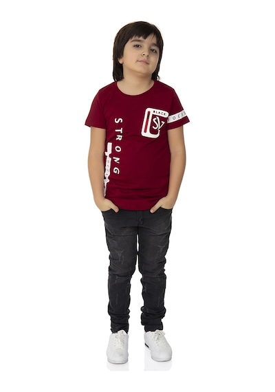Toontoy Kids Toontoy Erkek Çocuk T-shirt Strong Baskılı Bordo