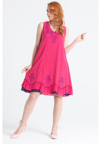 Eliş Şile Bezi Kolsuz Vual Jülide Midi Boy Elbise Pembe Pmb-pembe Pembe