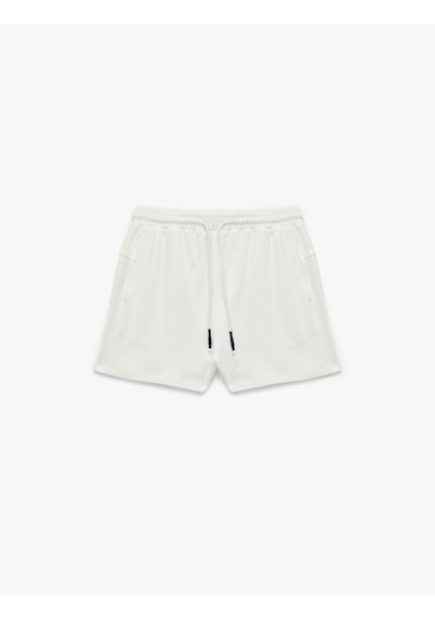 Koton Slim Fit Yüksek Bel Pamuklu Bağcıklı Mini Şort Ekru 6wal40060ık Ekru