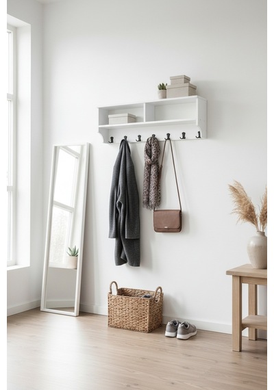 Upstyle Raflı Duvar Askılığı 120 Cm - Beyaz 120 22 37 Cm