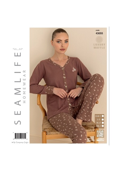 Seamlife Kadın Pamuklu Waffle Kumaş Kışlık Uzun Kollu Sıcak Tutan Pijama Takımı Gül Kurusu Seamlife Kadın Pamuklu Waffle Kumaş Kışlık Uzun Kollu Sıcak Tutan Pijama Takımı Gül Kurusu