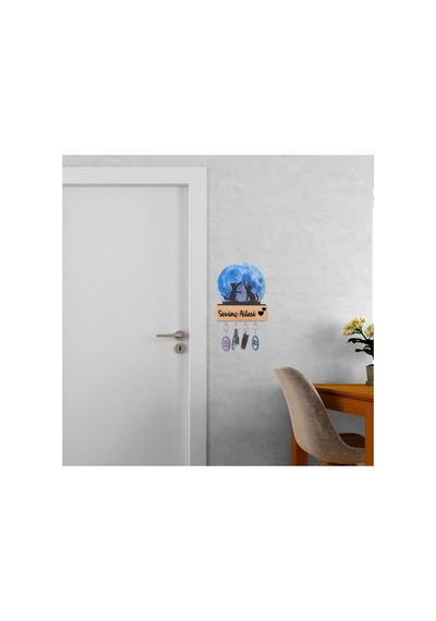 Led Işıklı Pleksi Dolunay Kişiselleştirilebilir Dekoratif Biblo Harvey Kediler Anahtar Askılığı Mavi - 737322722 Mavi
