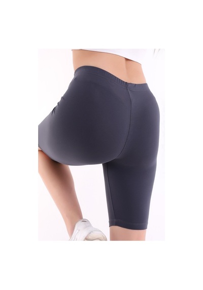 Self Clothing Kadın Koyu Gri Penye Kumaş Yüksek Bel Kısa Tayt Slf1295