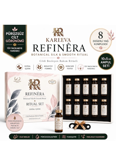 Kareeva Refinéra Silk Touch 8 Doğal Yağlı Tüy İnceltmeye Yardımcı Onarıcı Bakım Serumu 10 x 5 ML