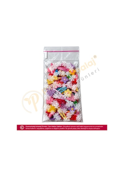 Kar Tanesi Desenli Bantlı Opp Poşet 10x20 Cm - 50 Adet