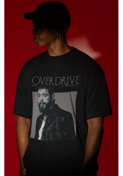Tasarım Overdrive Post Malone Rapper Şarkıcı Baskılı Unisex Overs Siyah