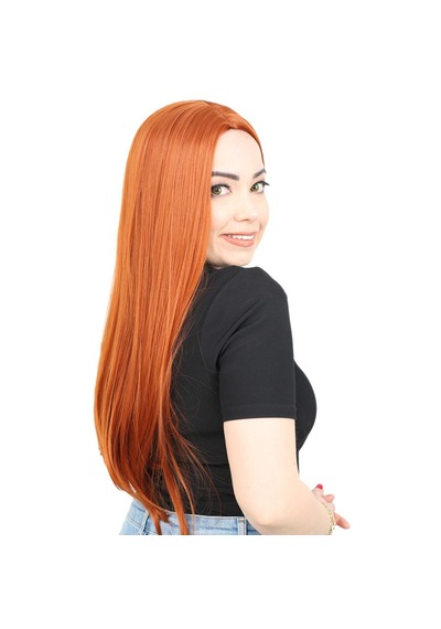 Fiber Sentetik Uzun Düz Peruk / Bakır - Rxlu-461991 Renkli