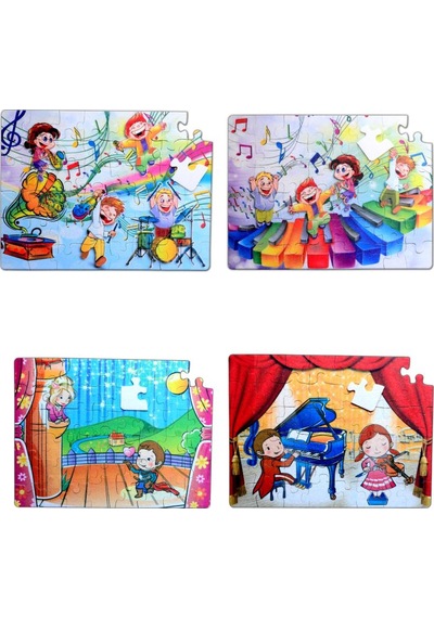 4 Set 96 Parça Tox Müzik Ve Sahne 5+ Keçe Yapboz 5 Yaş Puzzle