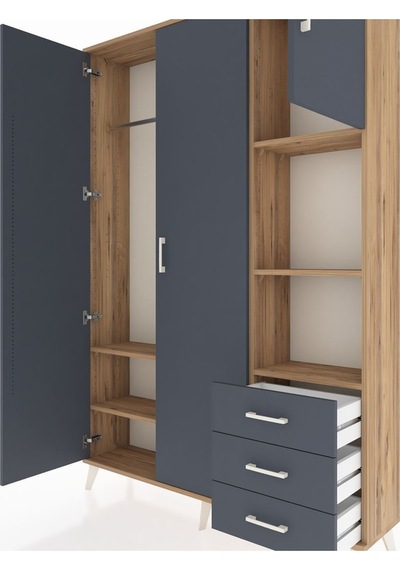 Arges Dolap 5 Raflı 3 Çekmeceli Tek Askılı 132x30x195 Çam-antrasit/antrasit Antrasıt/antrasıt Arges Dolap 5 Raflı 3 Çekmeceli Tek Askılı 132x30x195 Çam-antrasit/antrasit Antrasıt/antrasıt