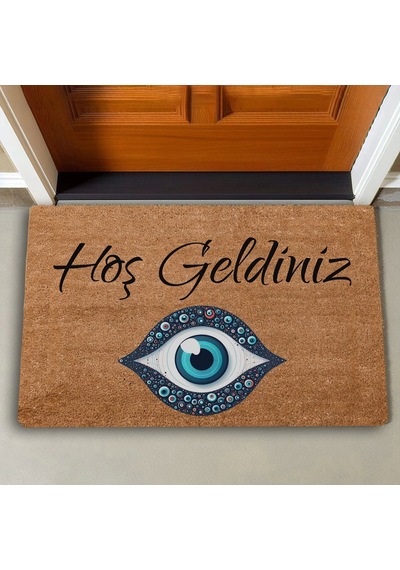 Valerine Life Aman Göze Gelmeyelim Nazar Boncuğu Hoş Geldiniz Kapı Önü Paspası 45x70cm
