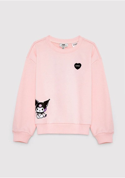 Mavi Kuromi Baskılı Kapüşonsuz Pembe Kız Çocuk Sweatshirt M7s10199-90773