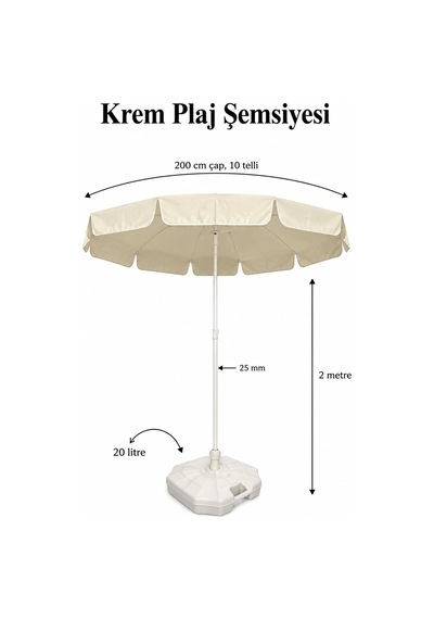 Plaj Yaz Paketi, Şemsiye+hasır Mat+bidon+kılıf Bej