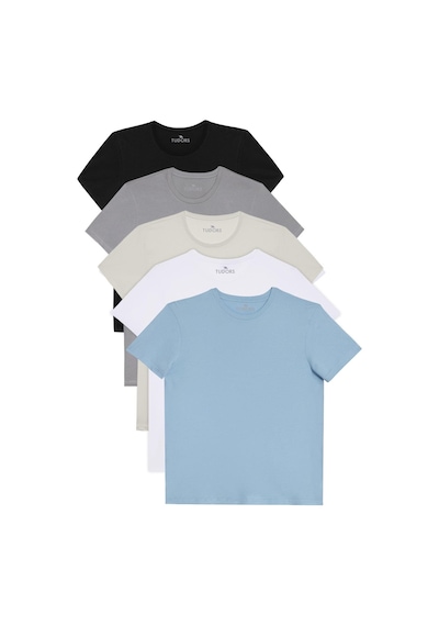 Tudors Unisex 5'li Paket Siyah-beyaz-taş-mavi-gri Slim Fit Dar Kesim %100 Pamuk Bisiklet Yaka Tişört-36950 Multi Tudors Unisex 5'li Paket Siyah-beyaz-taş-mavi-gri Slim Fit Dar Kesim %100 Pamuk Bisiklet Yaka Tişört-36950 Multi