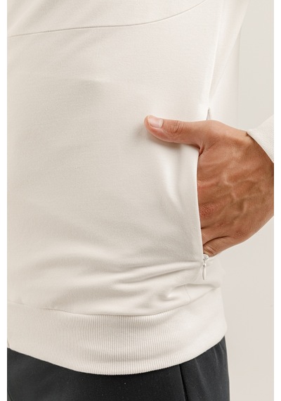 Airlife Saturn Ur7 Pro I Tam Boy Fermuarlı Erkek Kapüşonlu Sweatshirt Beyaz