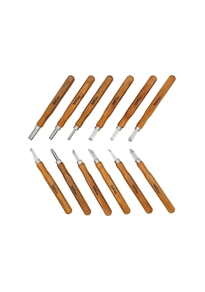 Rox Wood Mini Ahşap Oyma Bıçak Seti 12 Parça Pvc Çantalı