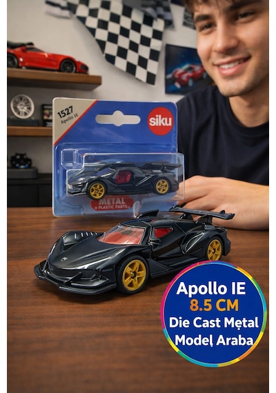 Siku Apollo Ie Koleksiyon Araba Modeli Metal Döküm Süper Spor Araç Açılır Kapı Siyah 8.5 Cm