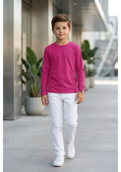 Kiagu Erkek Çocuk Uzun Kollu Basic Düz Tişört %100 Pamuk Bisiklet Yaka T-shirt 2-13 Yaş Fuşya Kiagu Erkek Çocuk Uzun Kollu Basic Düz Tişört %100 Pamuk Bisiklet Yaka T-shirt 2-13 Yaş Fuşya
