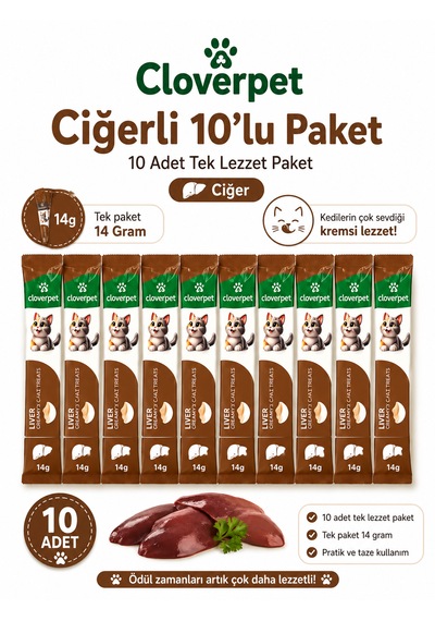 Cloverpet Ciğerli Krema Kedi Ödül Maması 10 Lu Paket