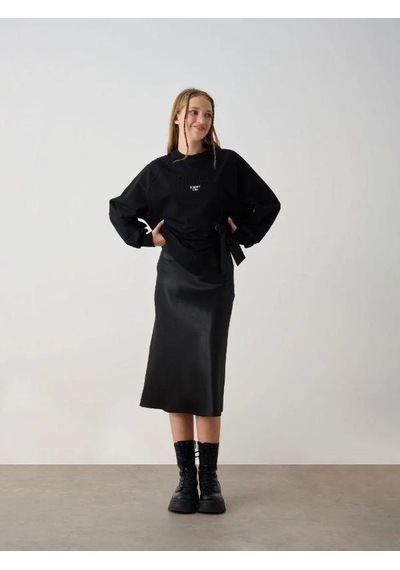 Kız Çocuk Peace Yazılı Tasarım Sweatshirt-15356 Siyah Kız Çocuk Peace Yazılı Tasarım Sweatshirt-15356 Siyah