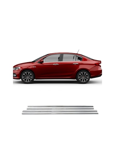 Fiat Egea Sedan Krom Cam Çıtası Takımı Paslanmaz Çelik N11.38