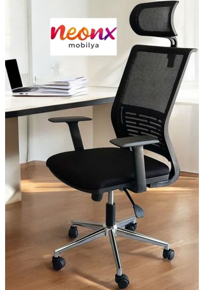 Neonx Spring Pro Başlıklı Çalışma Koltuğu Ofis Koltuğu Lüx Yönetici Koltuğu Siyah