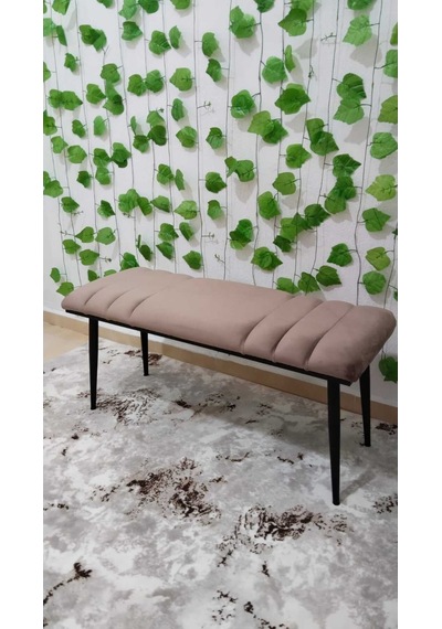 Özcan Metal Siyah Metal Ayaklı Metal Kasalı Bench Mutfak Salon Antre Yatak Odası Balkon Puf Bank Kahverengi Siyah