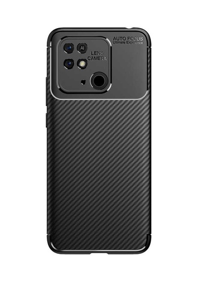Xiaomi Poco C40 Kılıf Karbon Görünümlü Silikon Kamera Korumalı Üstün Koruma Pazarplus Siyah