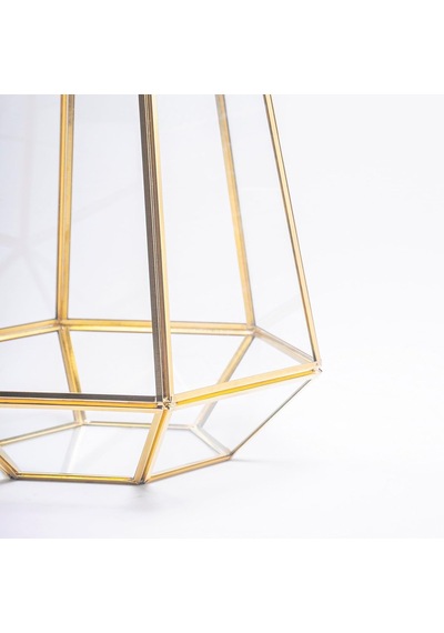 34x26x26cm Pirinç Gold Cam Geometrik Teraryum Cam Fanus Vazo Mumluk Yapımı Dekoratif Diğer
