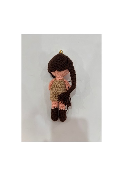 Amigurumi El Örgüsü Melek Kız Anahtarlık Bej Bej