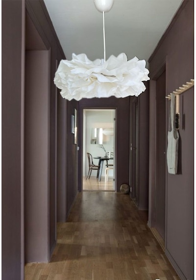 30 Cm Beyaz Midi Boy Çiçek Avize Beyaz El Yapımı Dekoratif Modern Minimalist Tasarım Beyaz