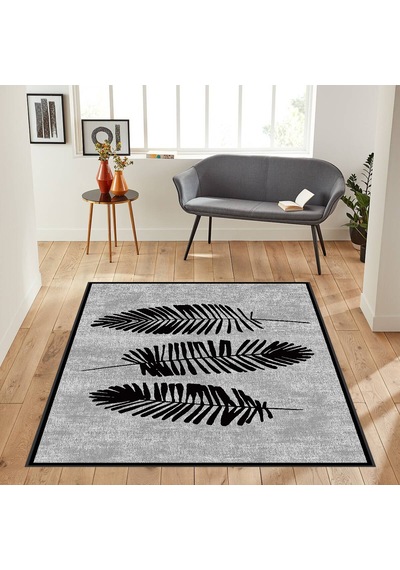 Rovigo Home Dijital Baskı Yıkanabilir Kaymaz Taban Salon Halısı Rvg1861-sm185 Gri