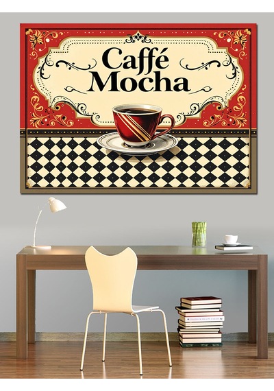 Vintage Caffe Mocha Posteri Dekoratif Kanvas - Mdf Ahşap Tablo