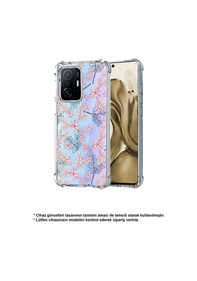 Samsung Galaxy A26 İle Uyumlu Floral Kırmızı Baskılı Şeffaf Köşe Korumalı Antişok Kılıf