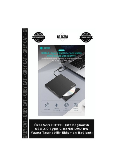Özel Seri Coteci Çift Bağlantılı Usb 2.0 Type-c Harici Dvd Rw Yazıcı Taşınabilir Ekipman Bağlantı