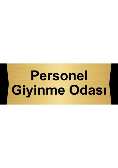 Personel Giyinme Odası 10x20cm Altın Renk Metal Yönlendirme Levhası