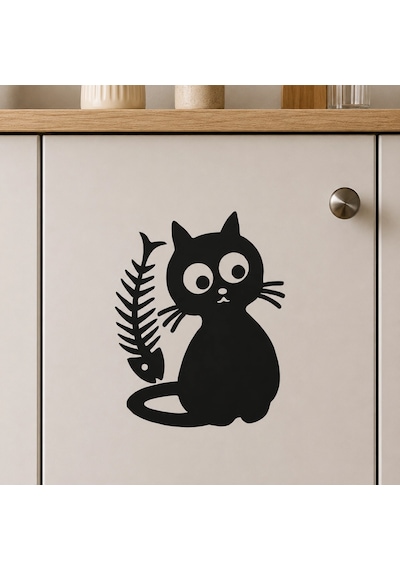 Kılçık Ve Kedi 17x17 Cm Sticker Folyo
