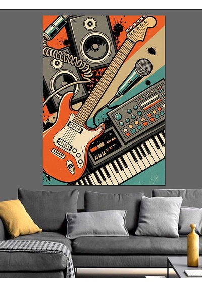 Ahşap Tablo Gitar Ve Müzik Ekipmanları