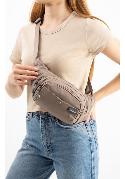 Sanmorris Unisex Paraşüt Kumaş Suya Dayanıklı 3 Bölmeli Body Bag Sı-6036 Vizon