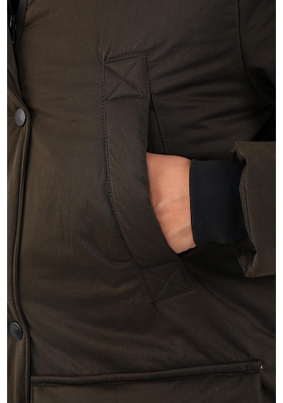 Maraton Sportswear Regular Kadın Kapşonlu Uzun Kol Basic Haki Parka 21418 Haki