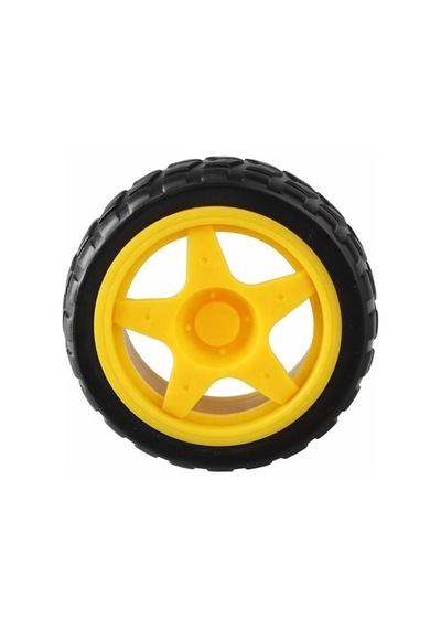 5 Adet Tt Tekerlek Tt Motor Uyumlu Robot Tekerleği 6.8cm Sarı Jant Lastik Teker Arduino Robot Araba Kiti