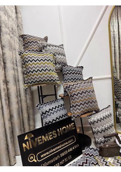 Nivemeshome Sütlü Kahve Gri Elyaf Dolgulu Kırlent Kılıfı 45x45 Sütlü Kahve-gri
