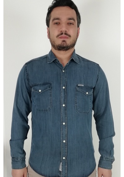 Tousus Slim Fit Kot Erkek Gömlek Slm-2008-tss Mavi