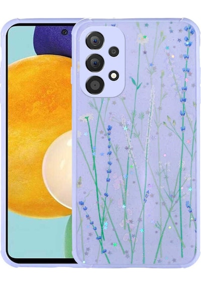 Galaxy A23 Kılıf Simli Desenli Kamera Korumalı Parlak Zore Popy Kapak Dallar