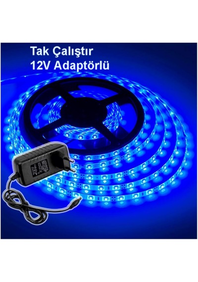 Tak Çalıştır Şerit Led Mavi 5 Metre Aç-kapa Anahtarlı