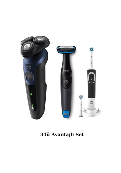 Philips S5445 Islak - Kuru Sinek Kaydı Tıraş Makinesi + Banyo Vücut Tıraş Makinesi + Oral-B Diş Fırçası Philips S5445 Islak - Kuru Sinek Kaydı Tıraş Makinesi + Banyo Vücut Tıraş Makinesi + Oral-B Diş Fırçası