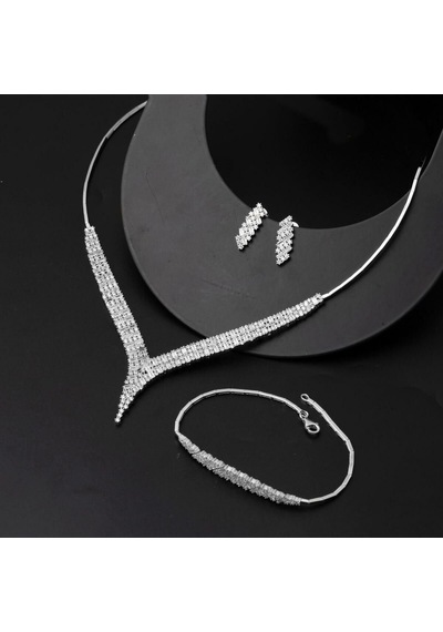 Beyaz Altın Baget Işıltısı Set Stvr33801
