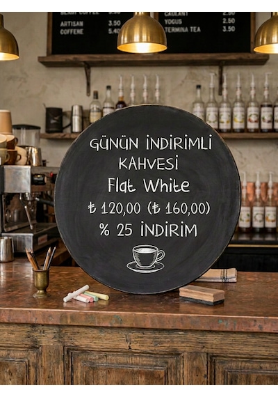 30 Cm Yuvarlak Kara Tahta Ve Yazı Tahtası Siyah