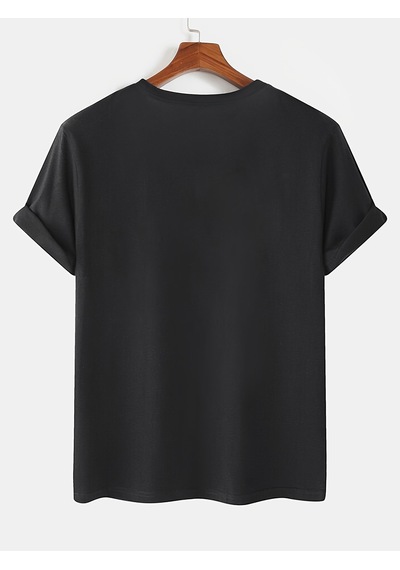 Unisex Mini Astranot Tasarım Basklı Tshirt Siyah