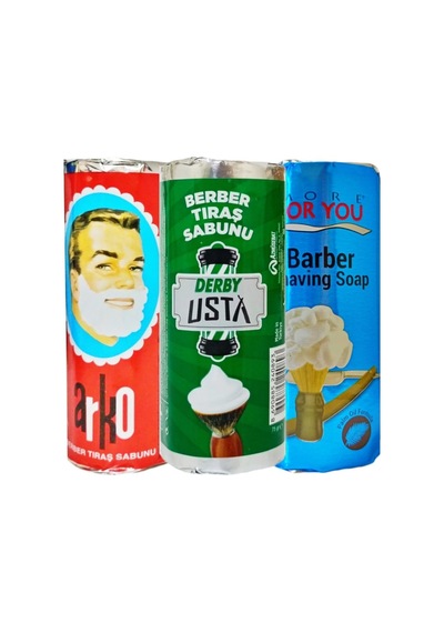 Berber Tıraş Sabunu Seti, 3'lü, Derby Usta 75g, Arko 75g, More For You 75g